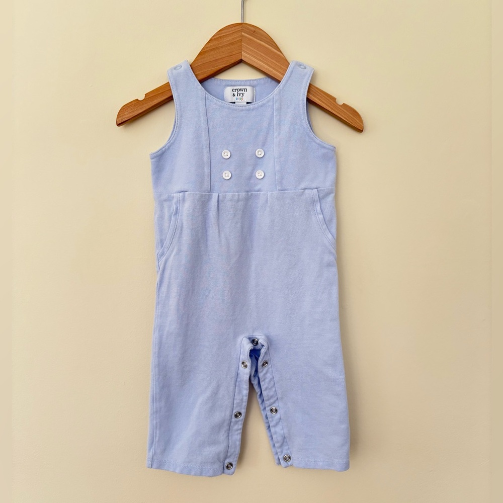 Crown & Ivy Light Blue Sleeveless Romper - 9m